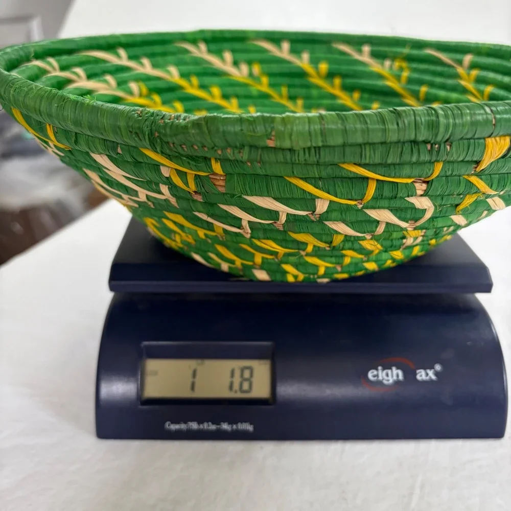 Vintage African Basket Handcrafted Large Round Coiled Basket 12